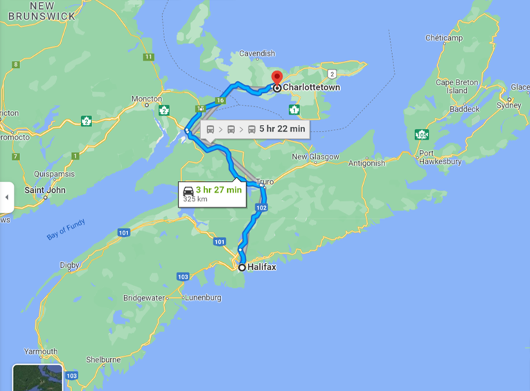 Halifax, Nova Scotia to Charlottetown, Prince Edward Island