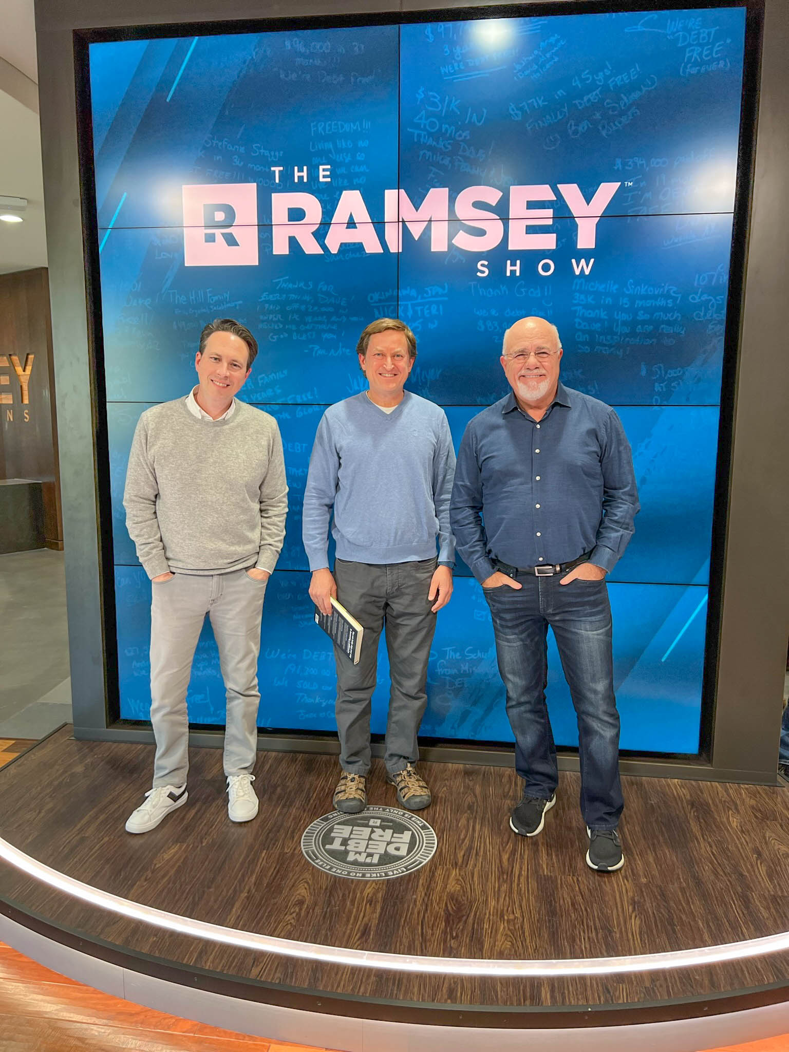 Ken Coleman, Mark Aspelin, and Dave Ramsey at Ramsey Solutions, March 7, 2022