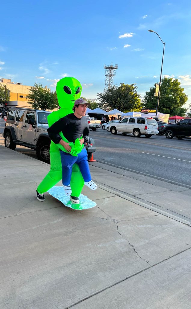 Unfortunately, I was too slow to help this person.  The alien on the skateboard was too fast for me.