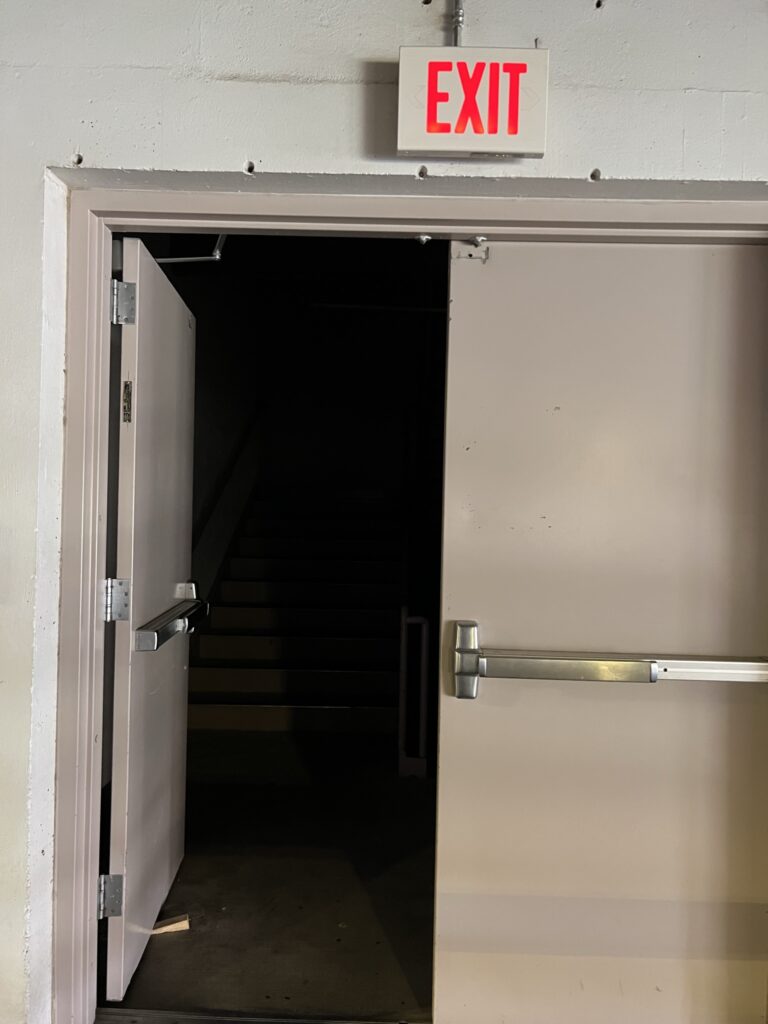 Welcome to the Convention Center parking lot stairwell on a day with no electricity! Feeling lucky?