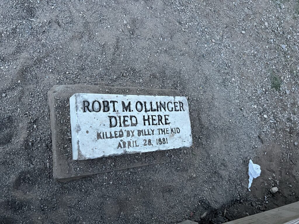 The spot where Billy the Kid shot and killed Deputy Bob Olinger during his escape from the Lincoln County Courthouse.