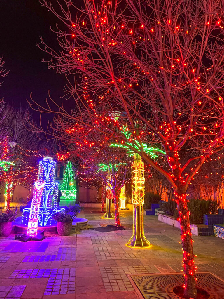 Spanish-Moorish Garden at the River of Lights at the ABQ BioPark Botanic Garden