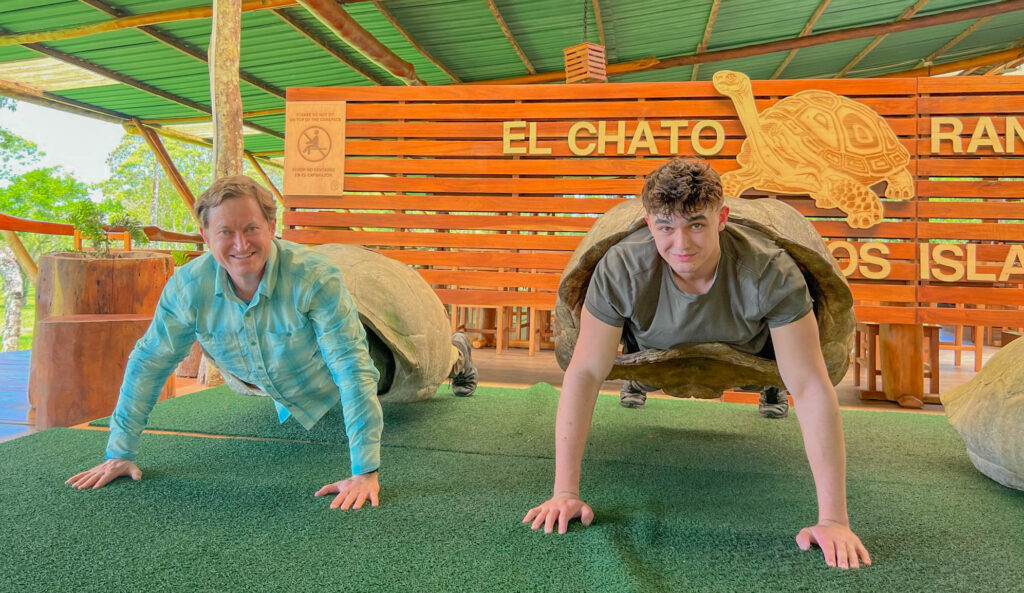 Fun and unusual photo opportunity after climbing inside giant tortoise shells.