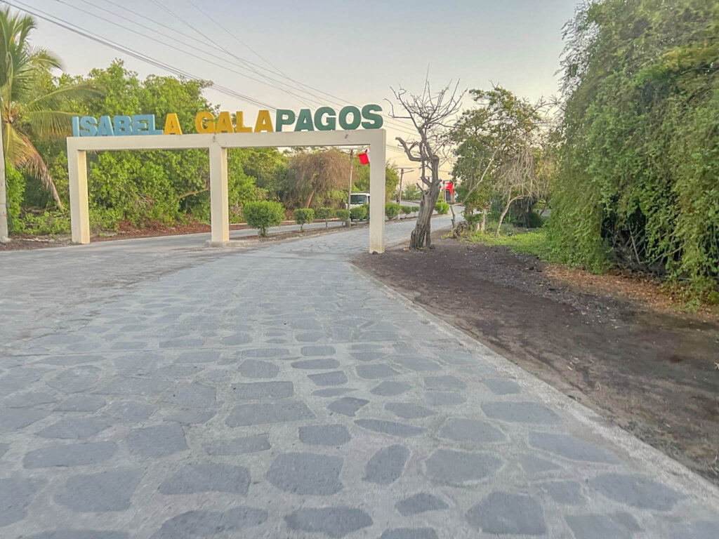 The road from the pier to the town of Puerto Villamil on Isabela Island