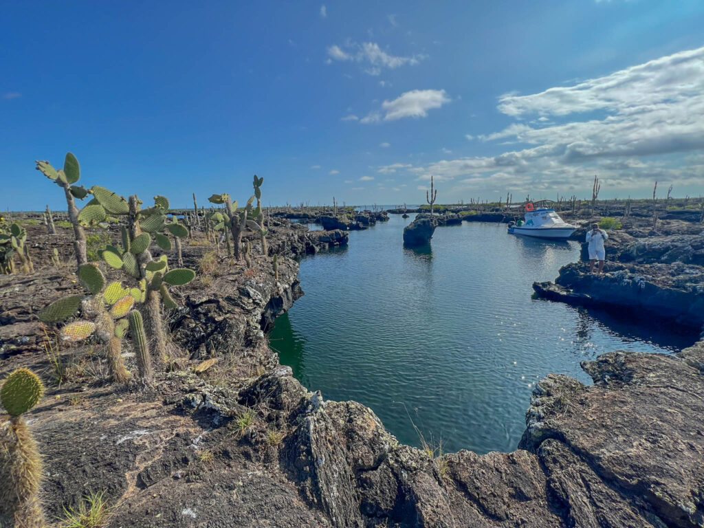 A photo of the Los Tuneles area with our boat in the background