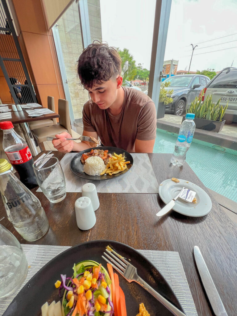 Lunch at the Holiday Inn near the Guayaquil Airport in Ecuador