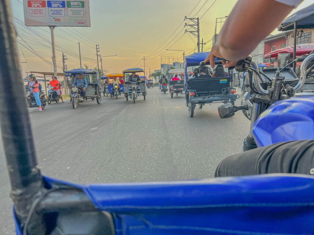 Motorcycles dominate the roads of Iquitos