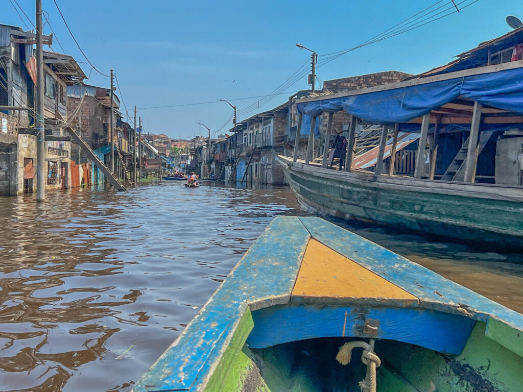 We turn on the road known as the Venice of Belén