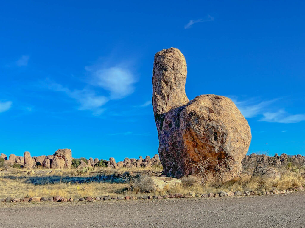 Unusual rock formations at the entrance to the camping area