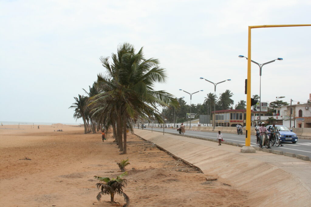 The beach along the main road in Lome