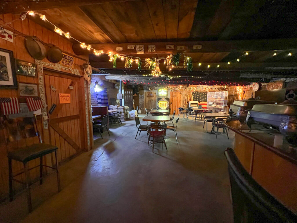 The back room of the No Scum Allowed Saloon.  