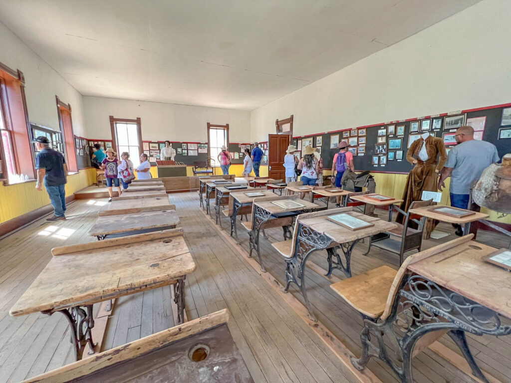 Upstairs, you will find the old classroom