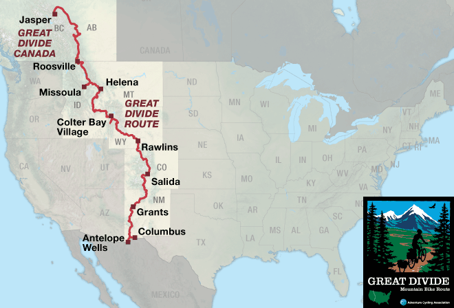 The Great Divide Mountain Bike Route from Banff, Canada to Antelope Wells, New Mexico.