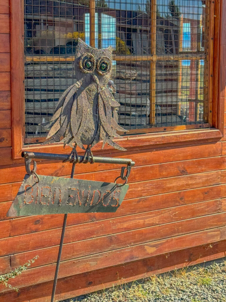 An owl greets you outside of the small visitor center
