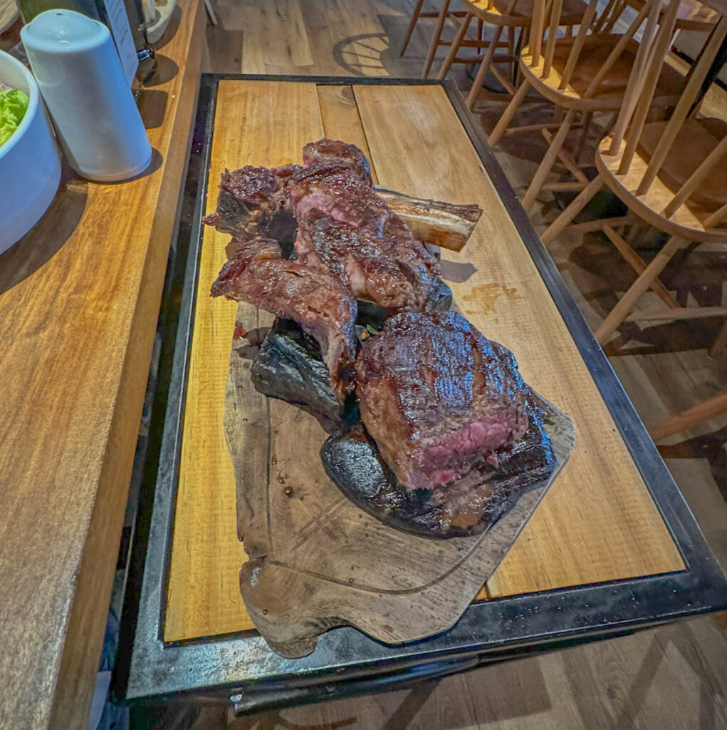 Meat served on extremely hot rocks
