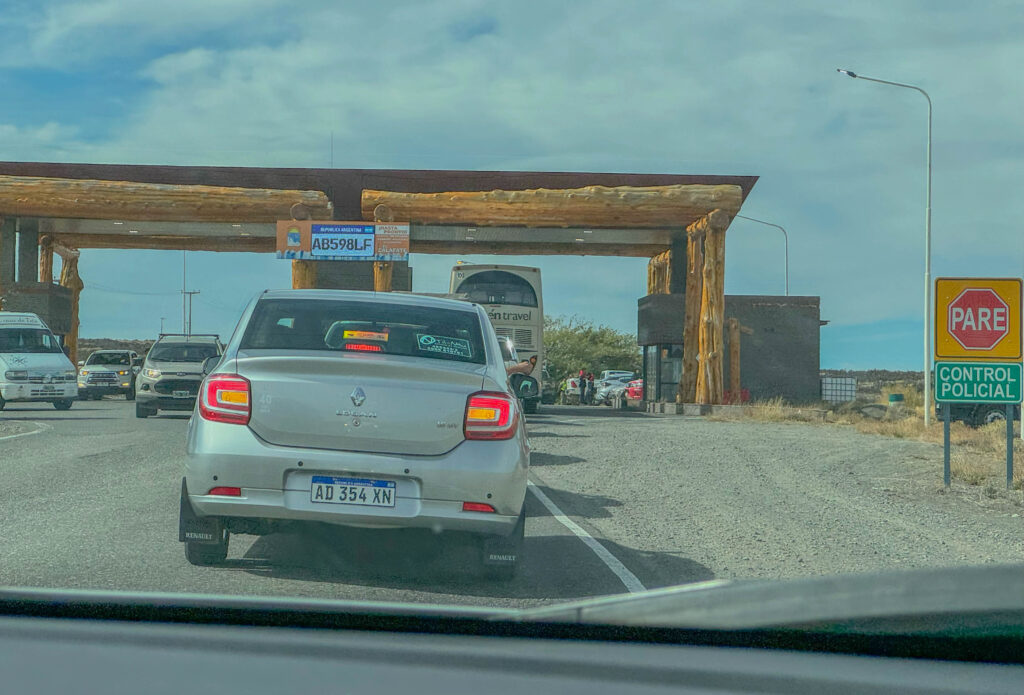 Police checkpoint between the El Calafate airport and city center.