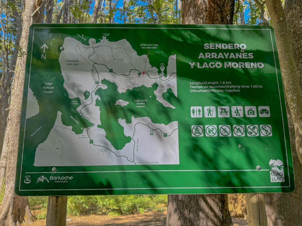 Hiking trail options in Llao Llao Municipal Park