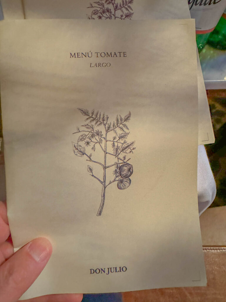 The first time I've received a tomato menu