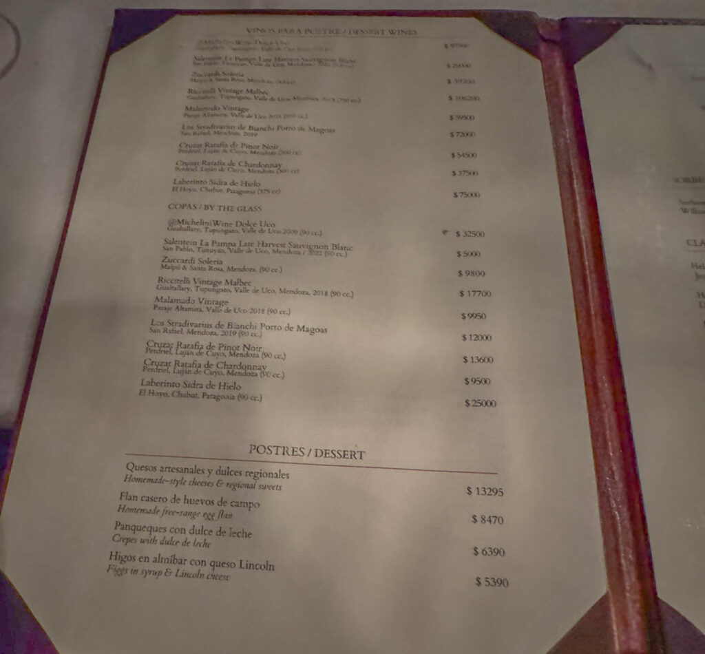 The Dessert menu, page 1