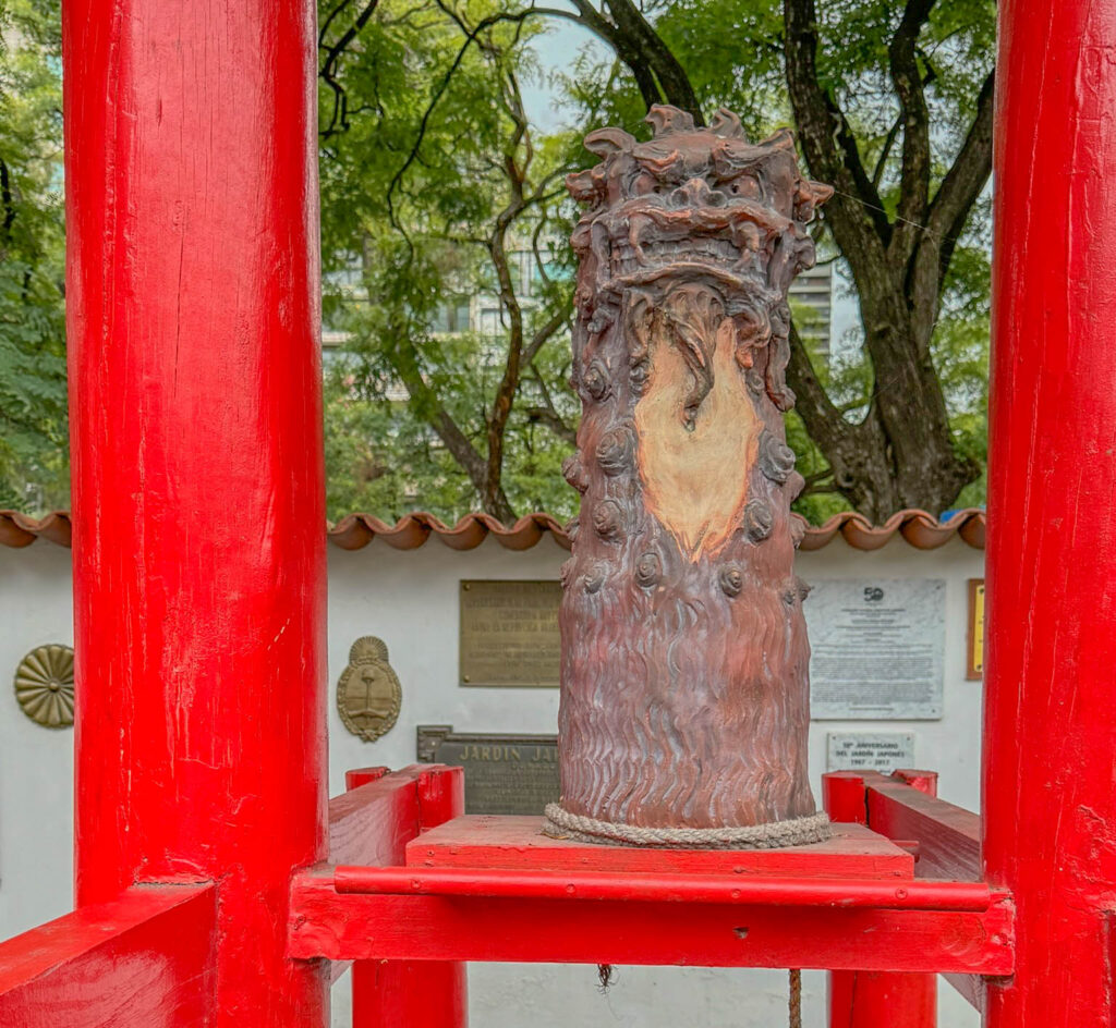 One of many sculptures within the Japanese Garden