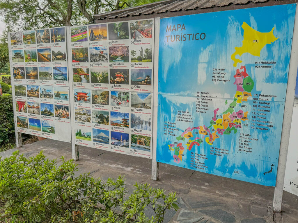 Display that highlights some of the major attractions in Japan