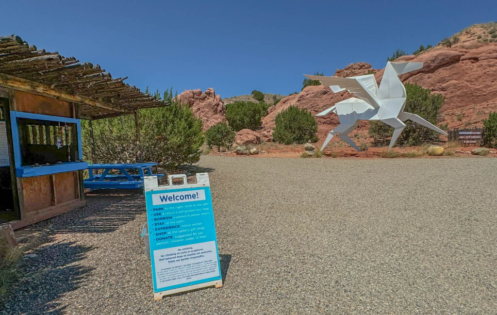 Welcome sign at Origami in the Garden