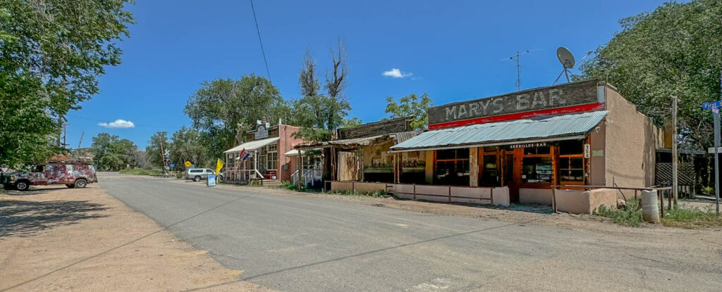 The main street of Cerrillos, New Mexico