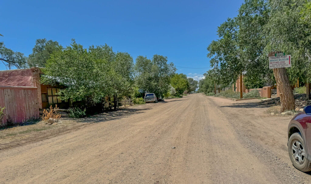 The streets of Cerrillos, New Mexico.