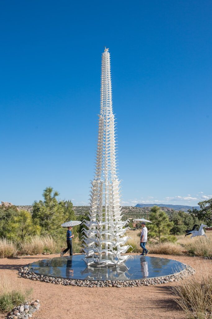 "MasterPeace" sculpture on a reflective granite base in Cerrillos. Photo provided by the Kevin Box Studio website along with permission to post the photo in this article.