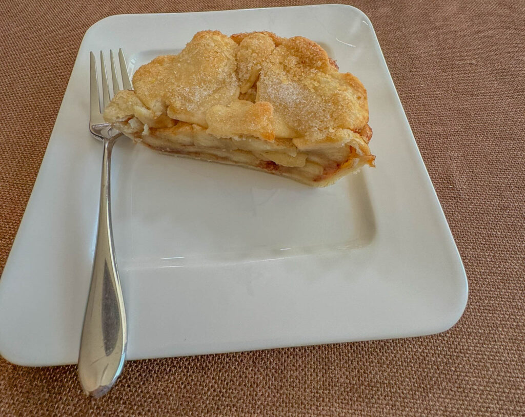 A very tasty 5-inch  apple pie from The Gatherin' Place, after eating half of it.  