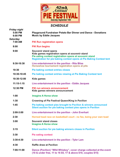 Pie Town Festival Schedule of Events