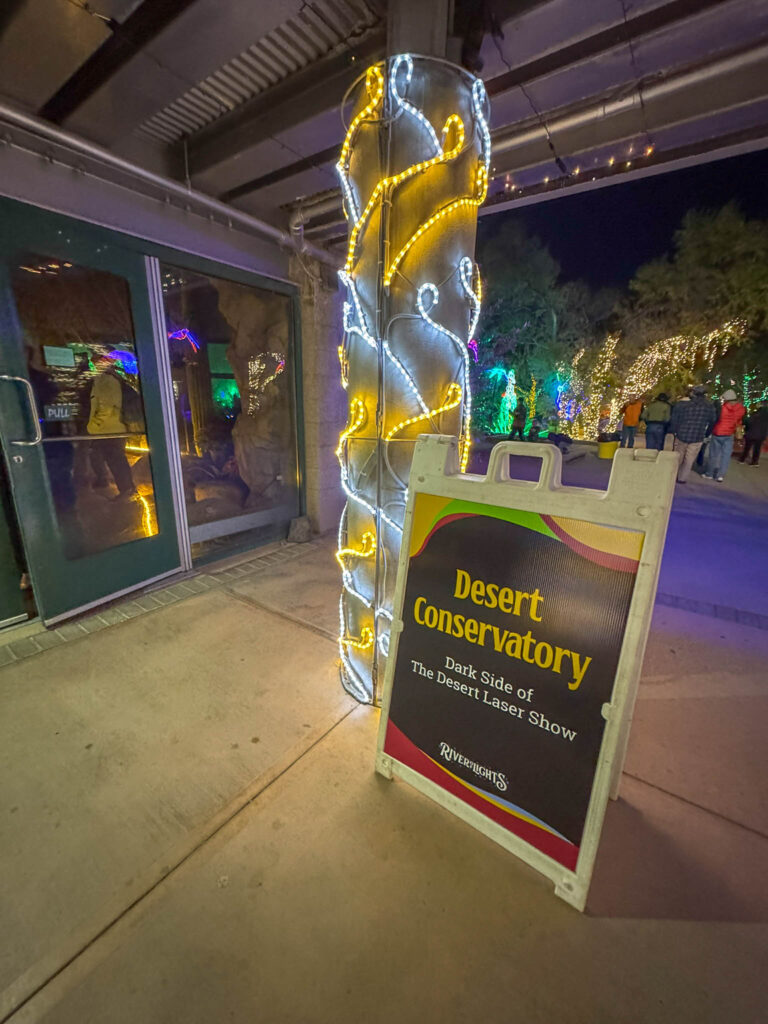 Dark Side of the Desert Laser Show at the Desert Conservatory at the River of Lights in 2024.