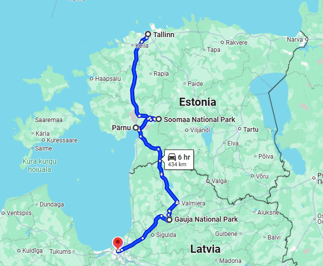 Our route through Estonia to Latvia