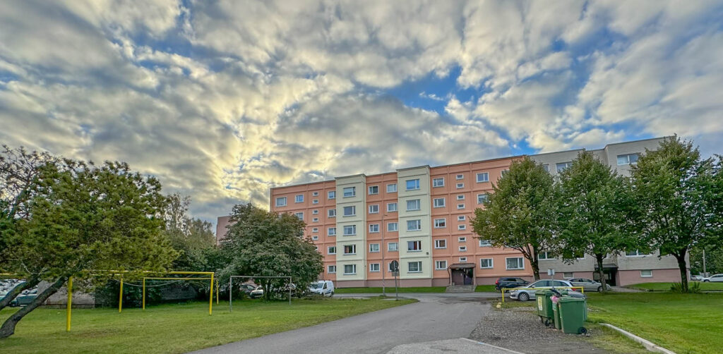 A view of our apartment building as we depart Pärnu.