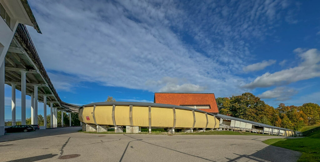 A view of the Sigulda Bobsleigh and Luge track ... from behind the fence.