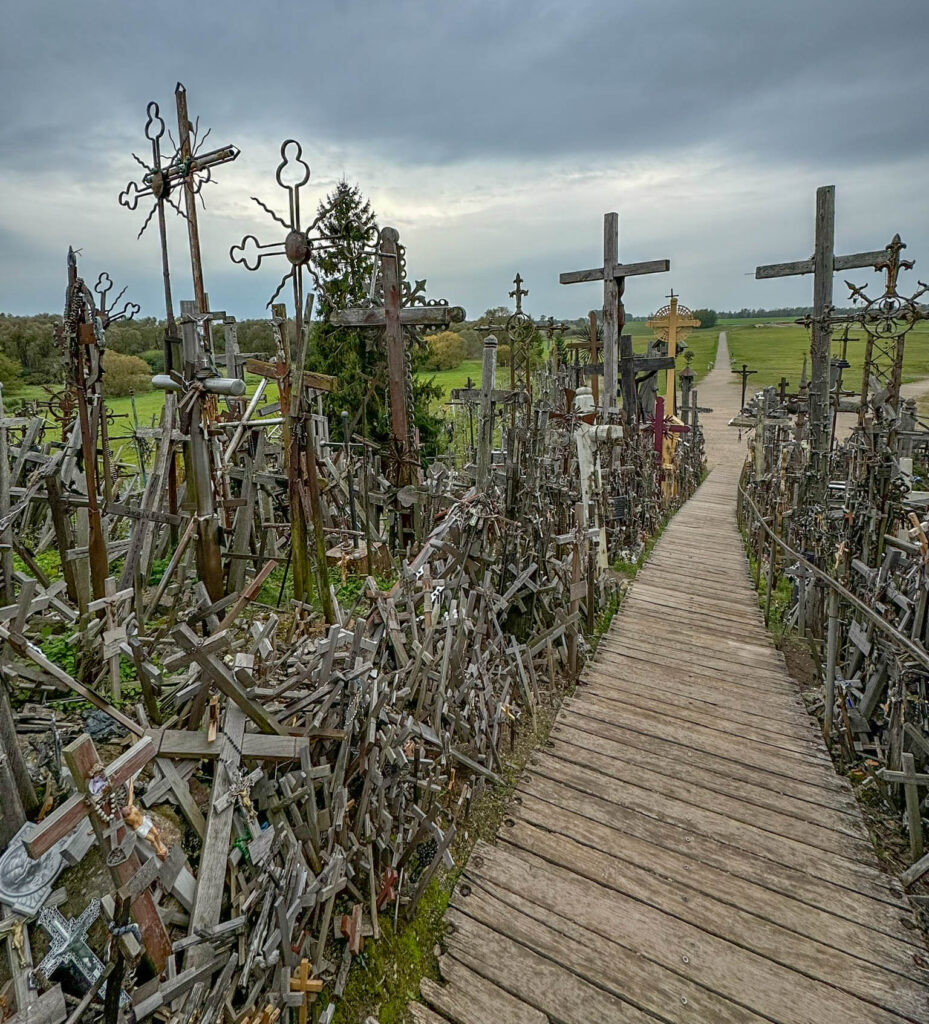 A last glimpse of the incredible density of crosses as we descend and make our way back to our car.