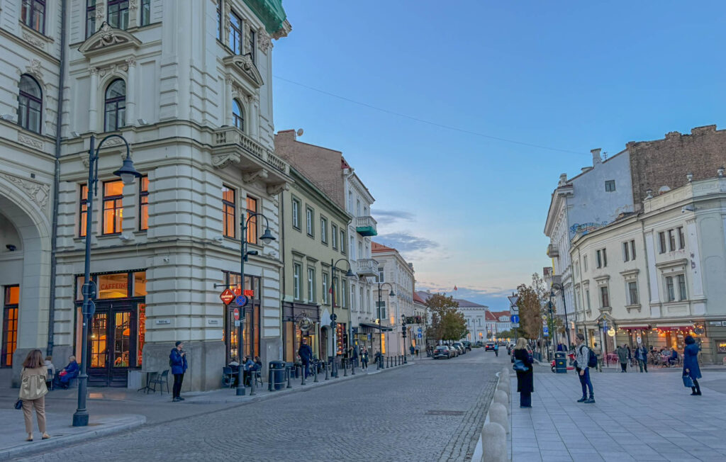 Walking along the streets of Vilnius Old Town