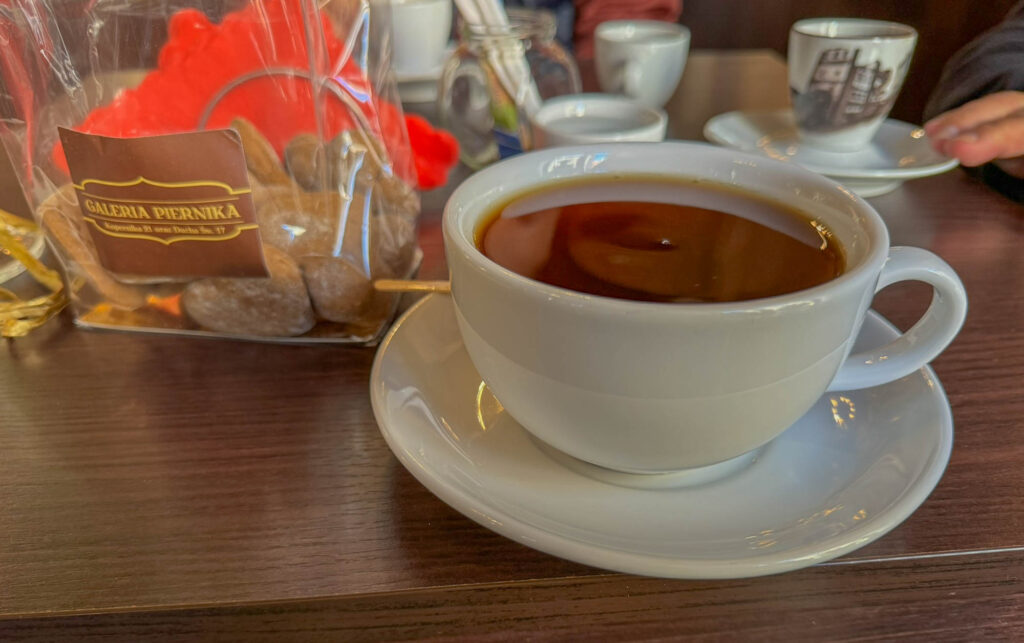 Enjoying some gingerbread tea along with some gingerbread snacks.