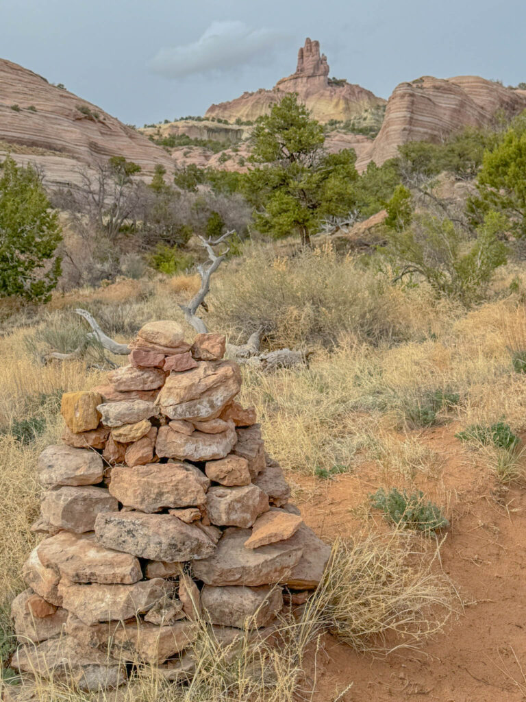 Here’s a closer look at one of the rock cairns marking the Church Rock Trail. You’ll see a few signs along the way, but these stacked stones do most of the work when the path isn’t obvious—simple, subtle, and time-tested.