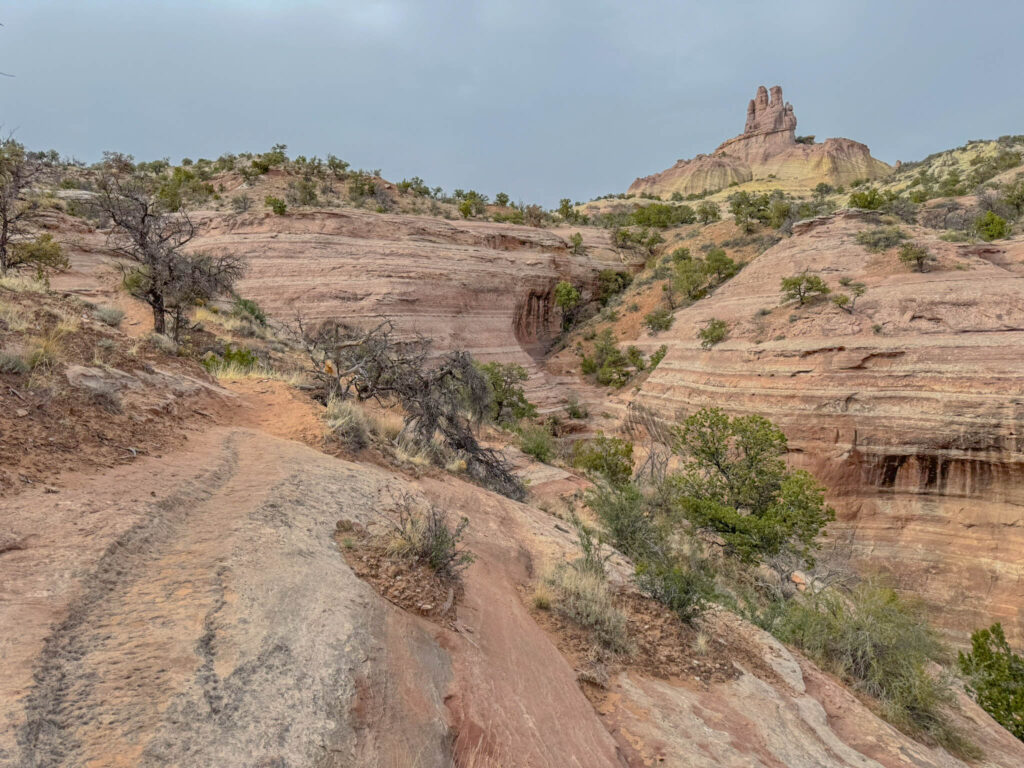 Another view of the slickrock portion of the Church Rock Trail, carved through layers of ancient Navajo sandstone. The footing’s firm, the views are wide, and the geology tells a story written 180 million years ago.