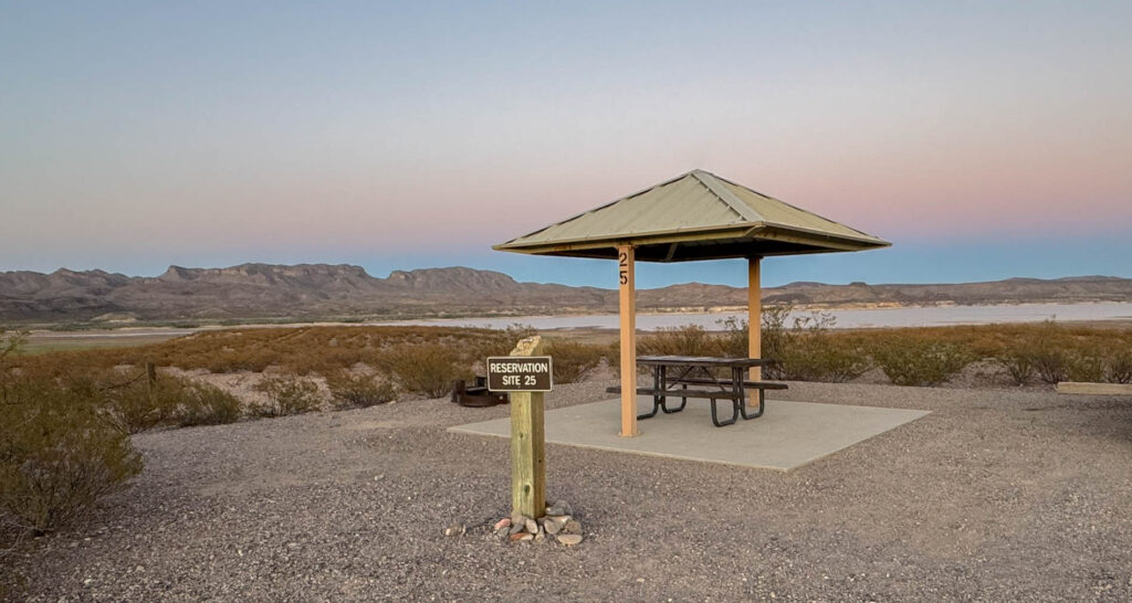 My home for the night at South Monticello Campground in Elephant Butte State Park.