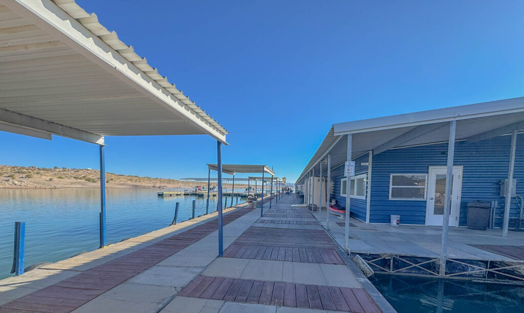 The updated Marina del Sur store, with fresh paint and a few upgrades. You can see the new fuel dock in the distanceāconvenient for boaters.