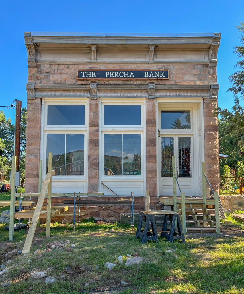 The Percha Bank in Kingston, New Mexico — a well-preserved 19th-century building from the town’s silver boom days. Once a symbol of prosperity, it's now undergoing restoration as part of Kingston’s ongoing efforts to preserve its frontier heritage.