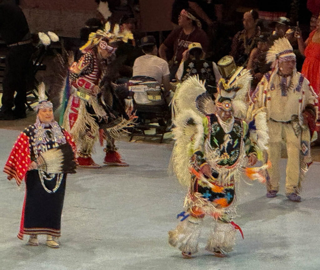 Dancers participating in Grand Entry during the final Gathering of Nations weekend in Albuquerque.