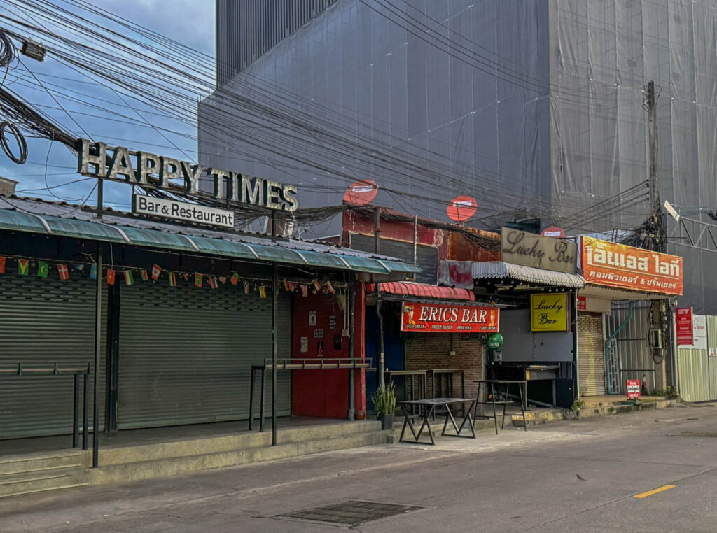 The same stretch of bars at sunrise. Probably not the version most people see.