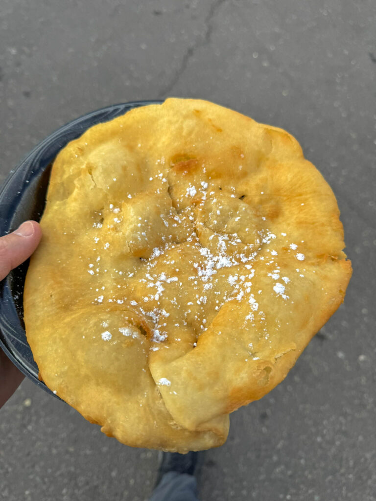 I couldn’t resist sampling the fry bread at a food truck outside Tingley Coliseum.