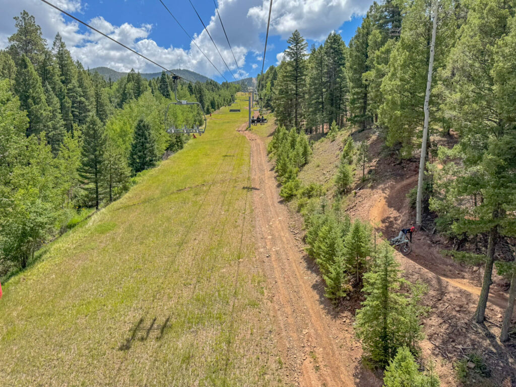 A sample of the downhill trails at Angel Fire Bike Park, seen from the Chile Express.