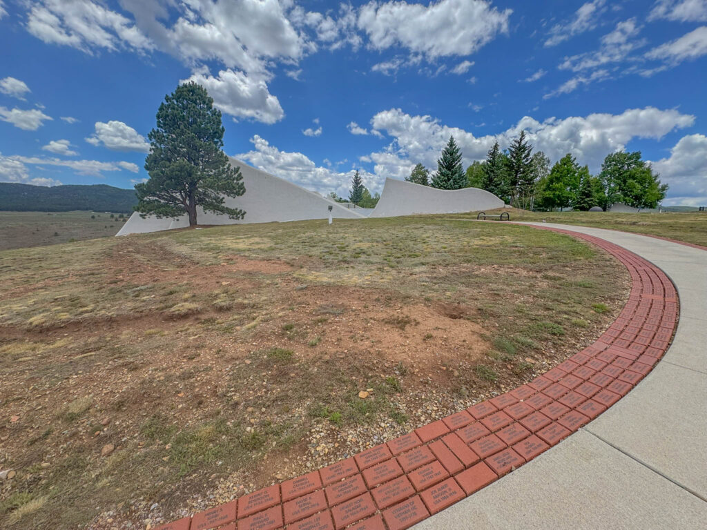 The Veterans Memorial Walkway is lined with personalized bricks honoring U.S. veterans, both living and deceased.