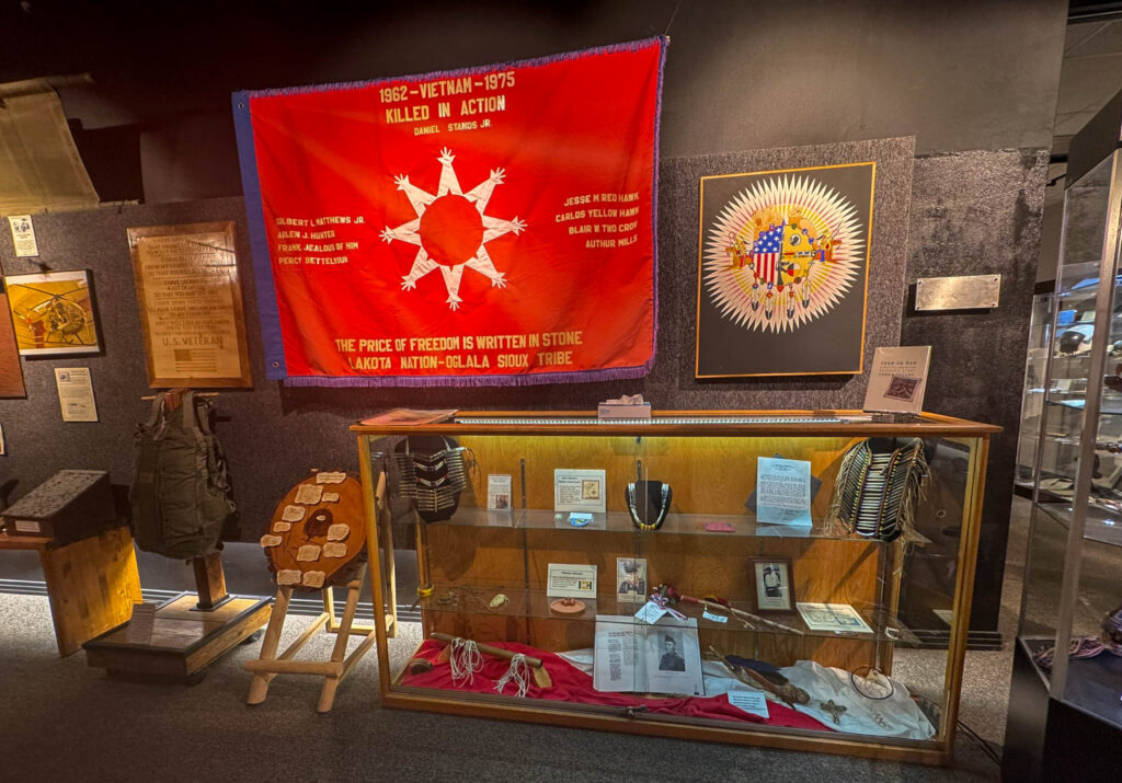 The museum includes exhibits recognizing the service and sacrifice of Native American veterans during the Vietnam War.