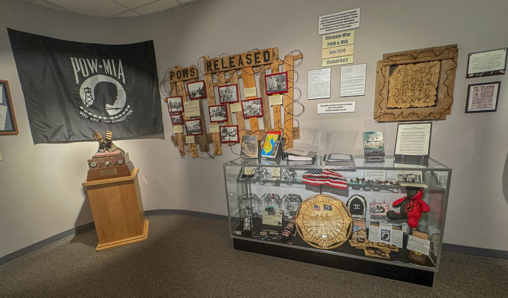 The museum also includes exhibits devoted to American prisoners of war and those who remain missing in action from the Vietnam War.